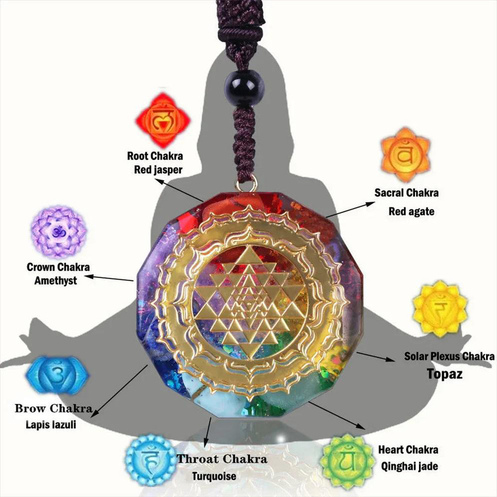 GEMYTHS 7 Chakra Orgone Reiki Healing Pendant Necklace