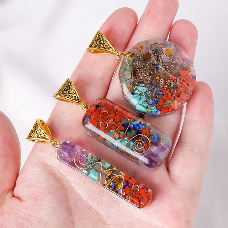 GEMYTHS 7 Chakra Mixed Gemstone Unisex Necklace Pendant