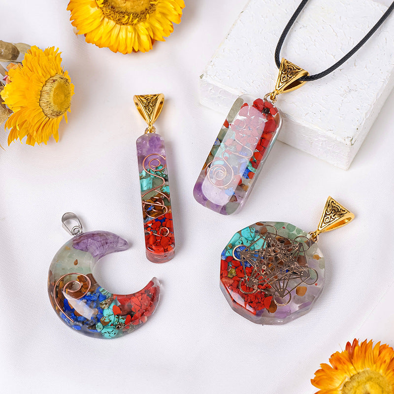 GEMYTHS 7 Chakra Mixed Gemstone Unisex Necklace Pendant