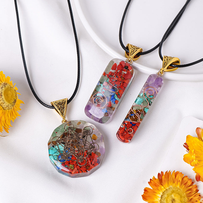 GEMYTHS 7 Chakra Mixed Gemstone Unisex Necklace Pendant