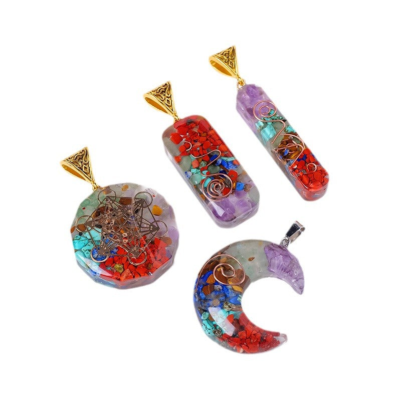 GEMYTHS 7 Chakra Mixed Gemstone Unisex Necklace Pendant