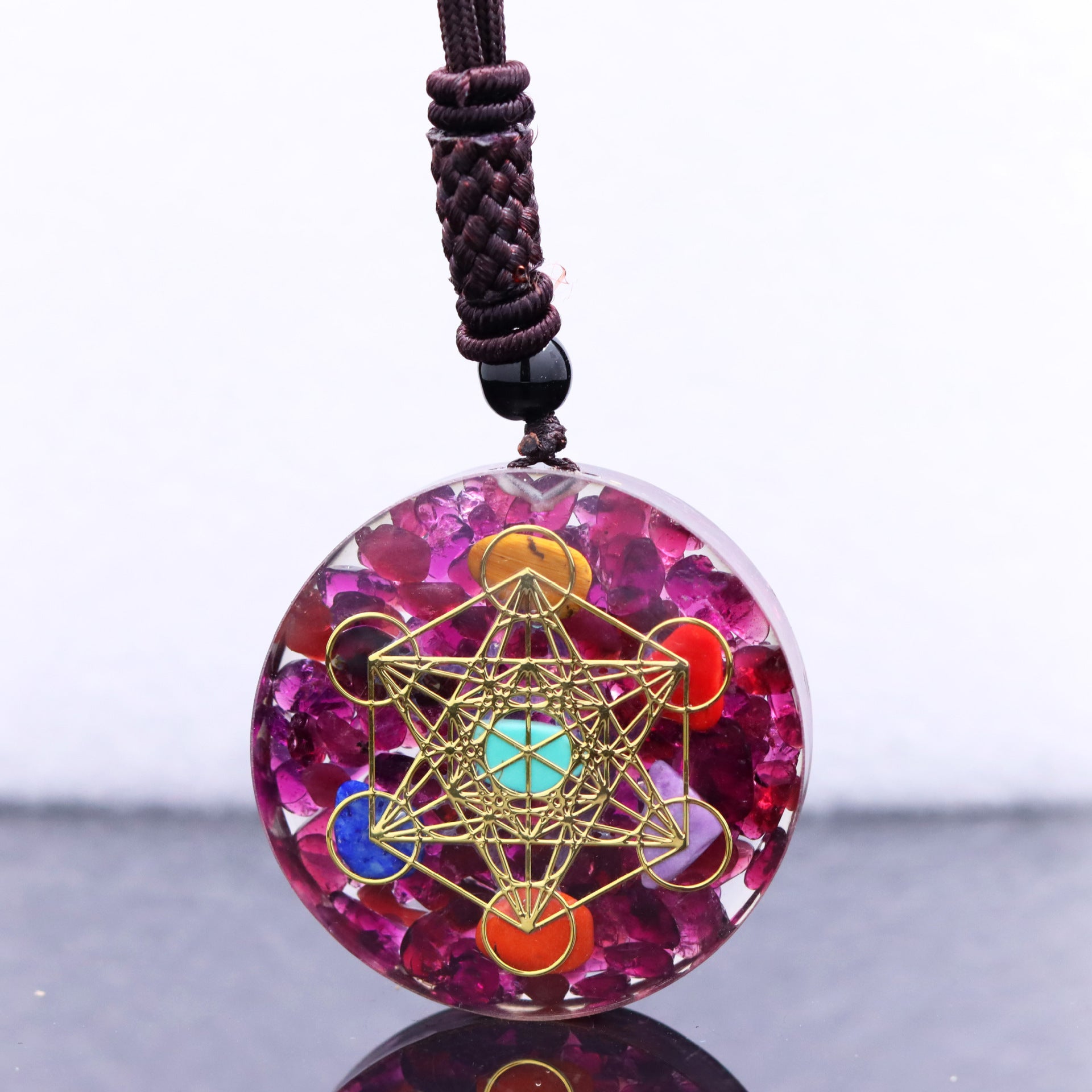 GEMYTHS 7 Chakra Orgone Pendant Necklace Handmade Meditation Piece