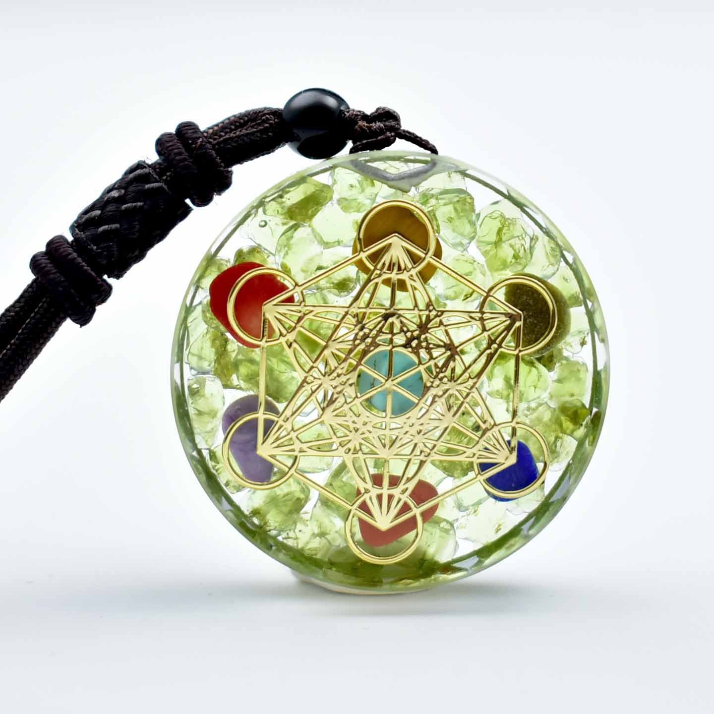 GEMYTHS 7 Chakra Orgone Pendant Necklace Handmade Meditation Piece
