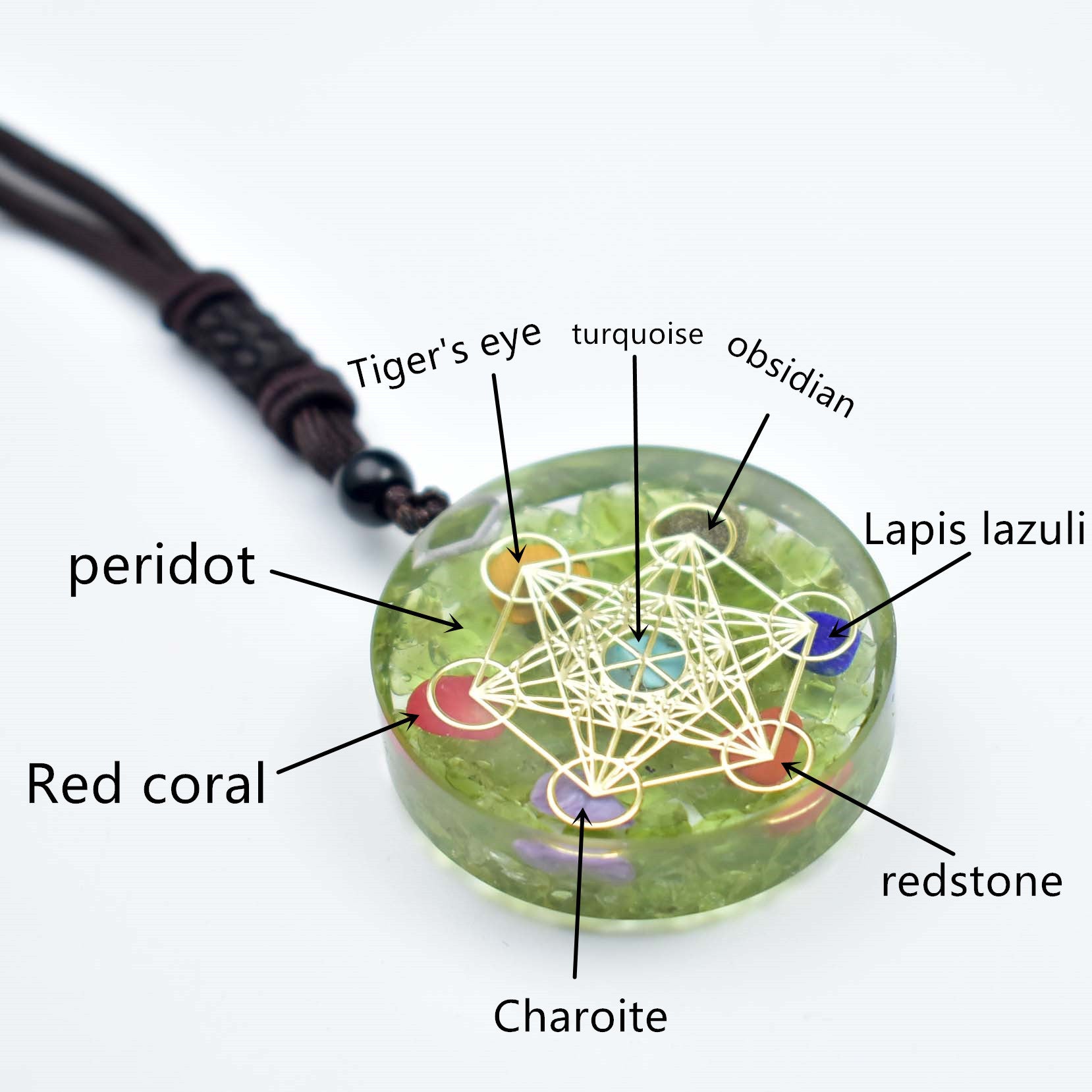 GEMYTHS 7 Chakra Orgone Pendant Necklace Handmade Meditation Piece