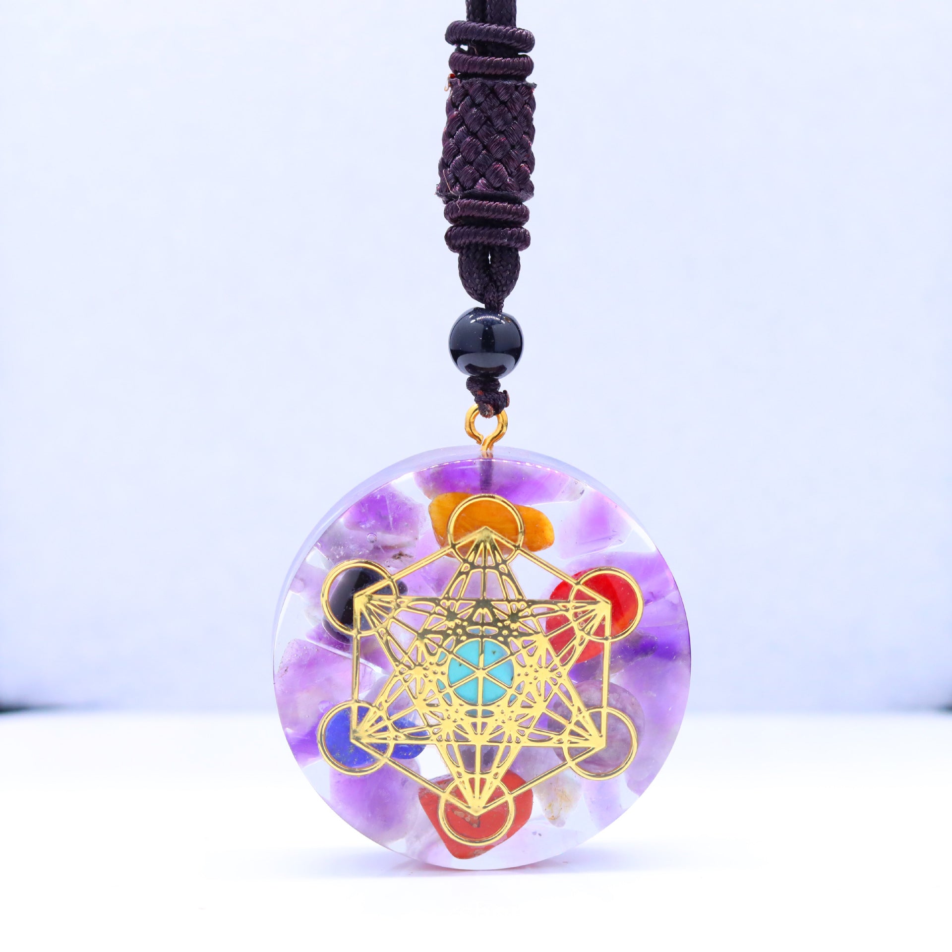 GEMYTHS 7 Chakra Orgone Pendant Necklace Handmade Meditation Piece