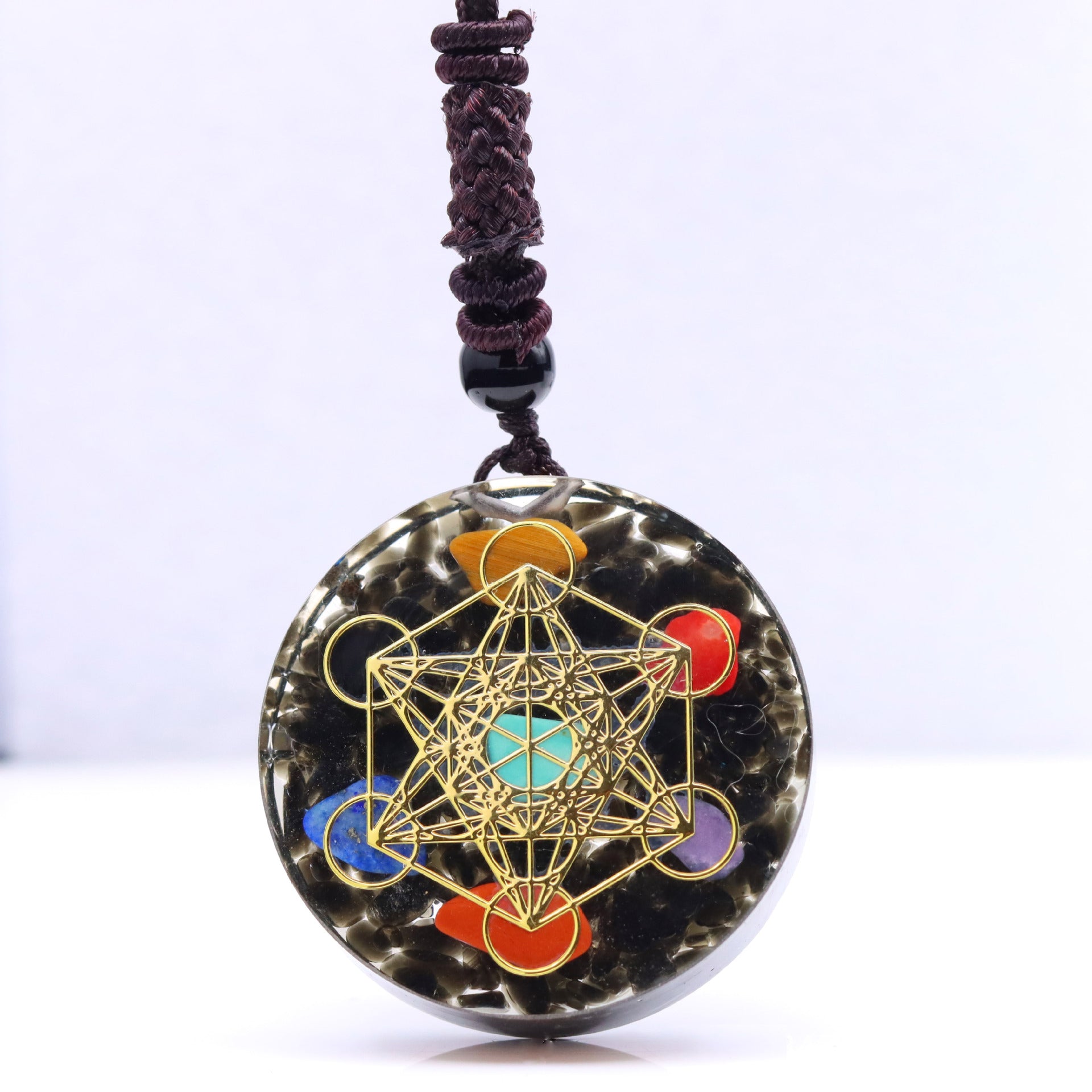 GEMYTHS 7 Chakra Orgone Pendant Necklace Handmade Meditation Piece