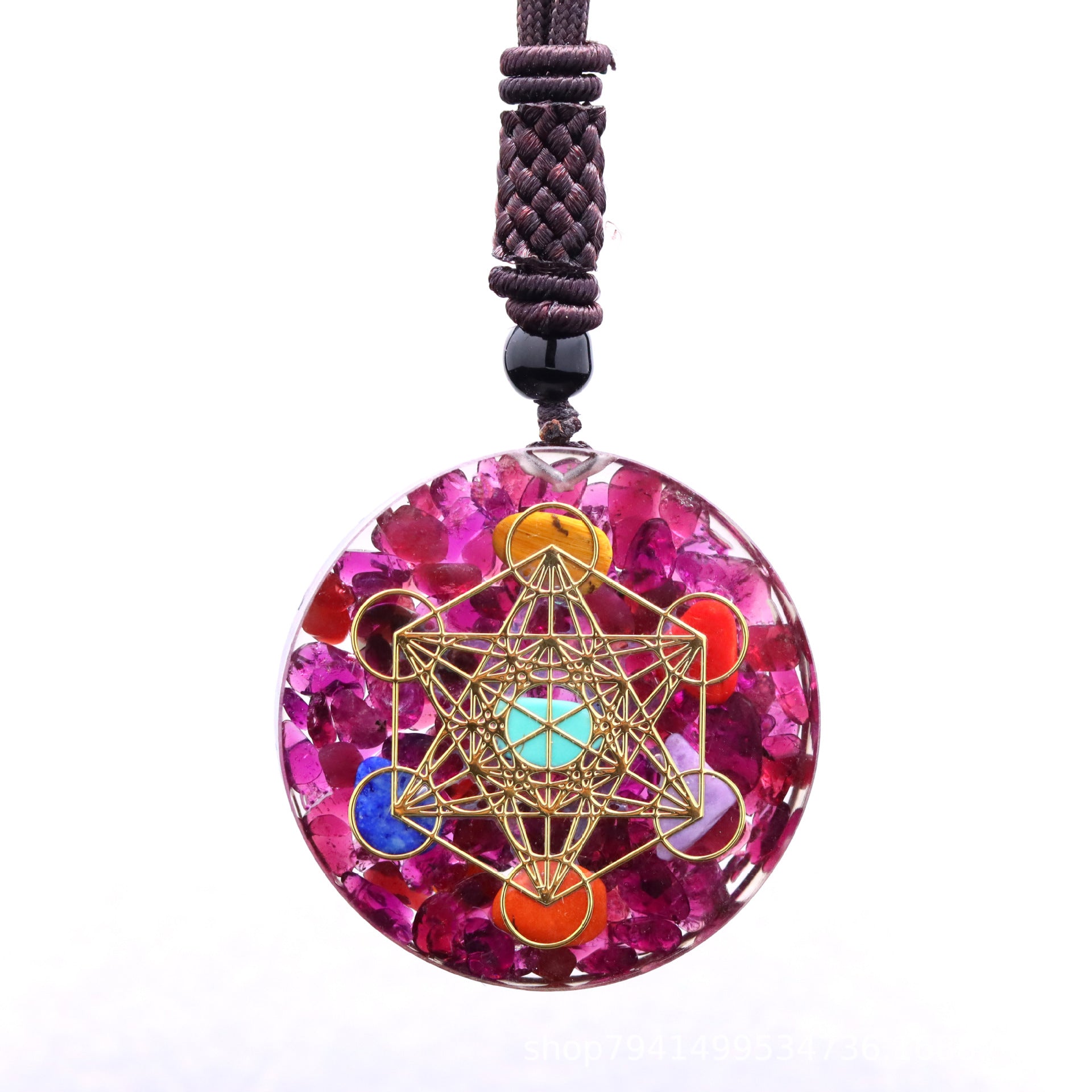GEMYTHS 7 Chakra Orgone Pendant Necklace Handmade Meditation Piece