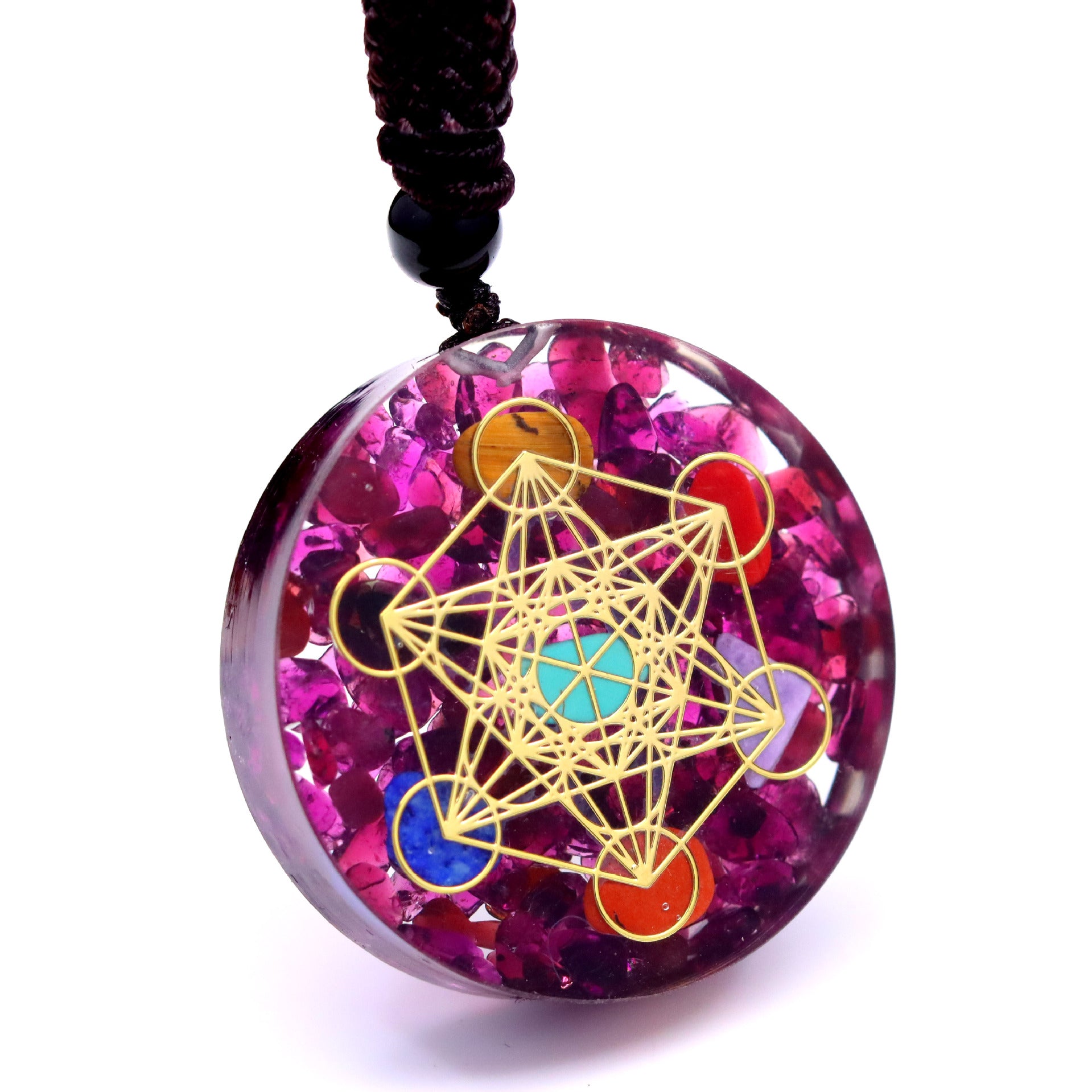 GEMYTHS 7 Chakra Orgone Pendant Necklace Handmade Meditation Piece