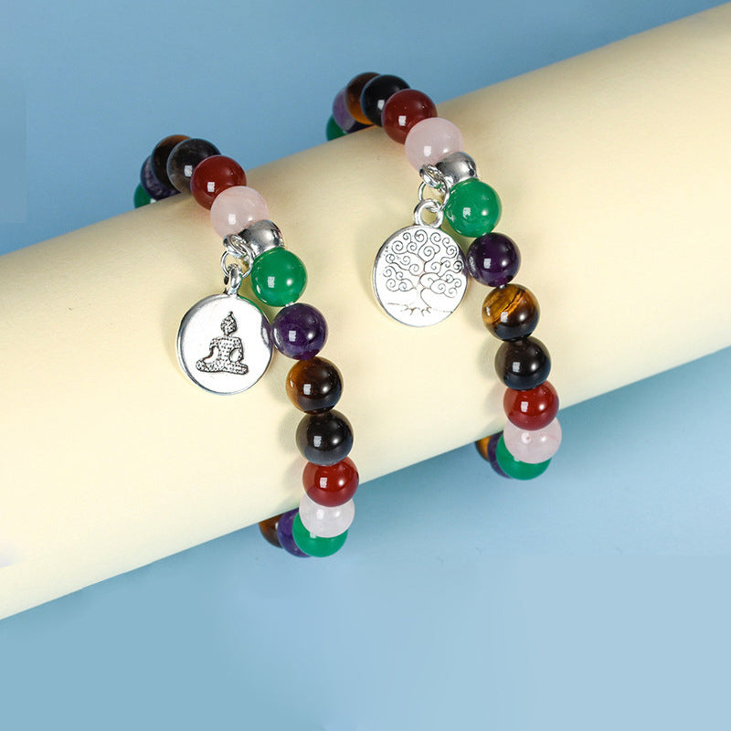 GEMYTHS 7 Chakra Mixed Gemstone Unisex Elastic Bracelet