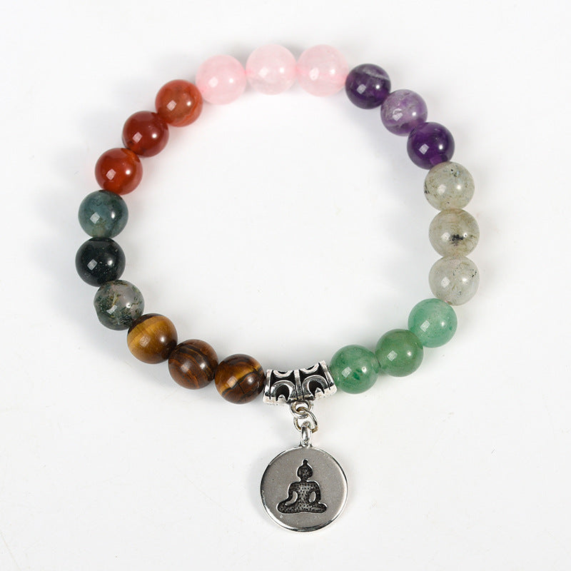GEMYTHS 7 Chakra Mixed Gemstone Unisex Elastic Bracelet